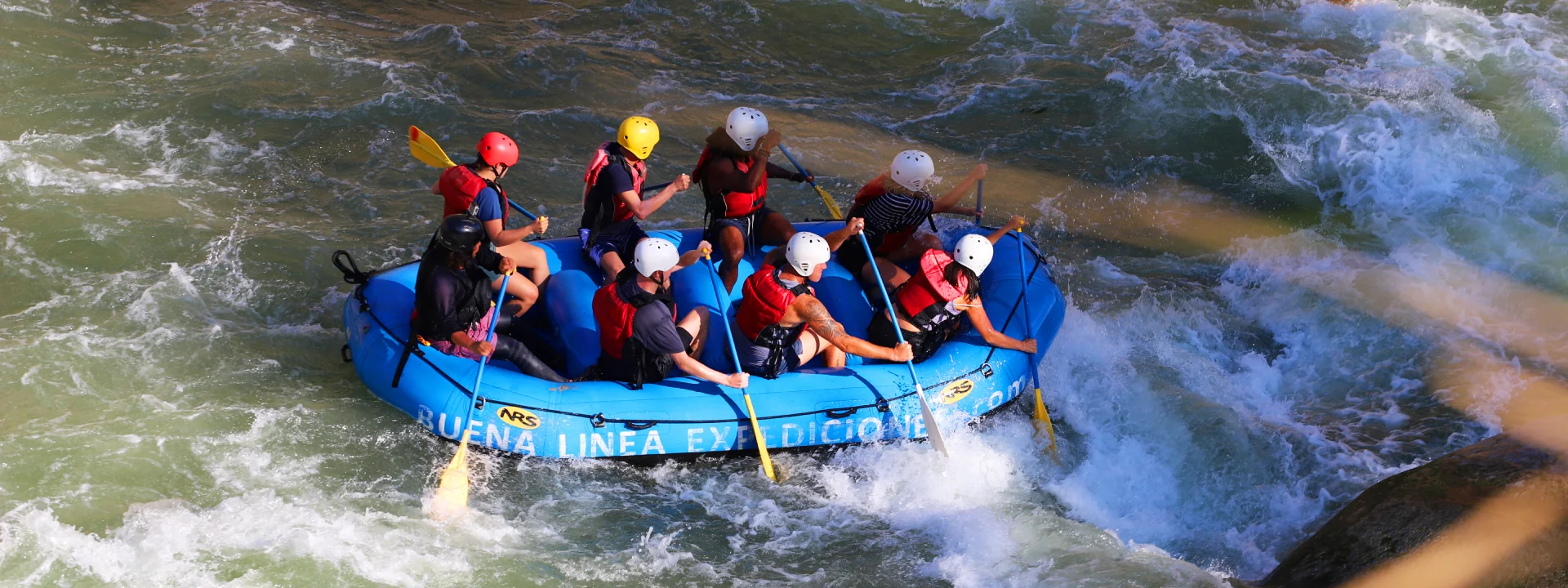Travelers enjoying a whitewater rafting adventure during the Inca Jungle tour in Peru | Conde Travel Adventures