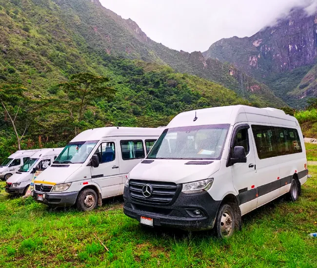 Sprinter vans used for transportation to the Hydroelectric Station on the alternative route to Machu Picchu | Conde Travel Adventures
