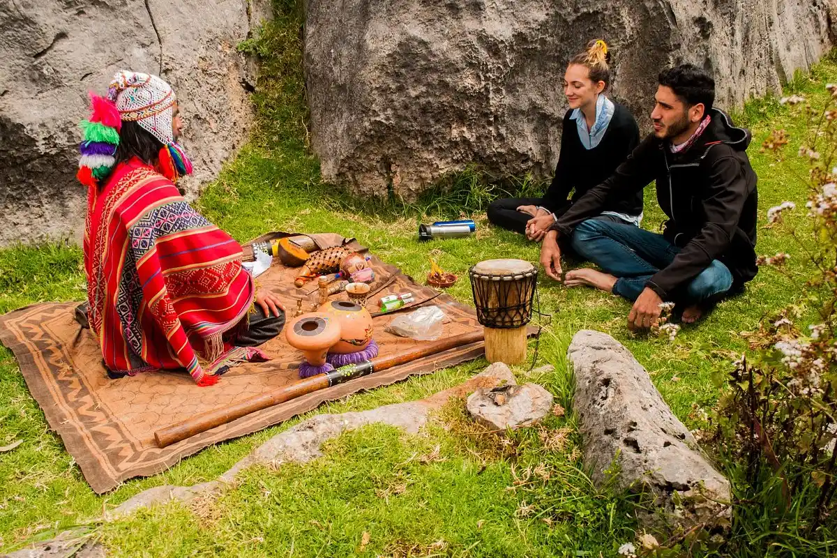 Shaman guiding travelers in an ayahuasca ceremony in Peru | Conde Travel Adventures