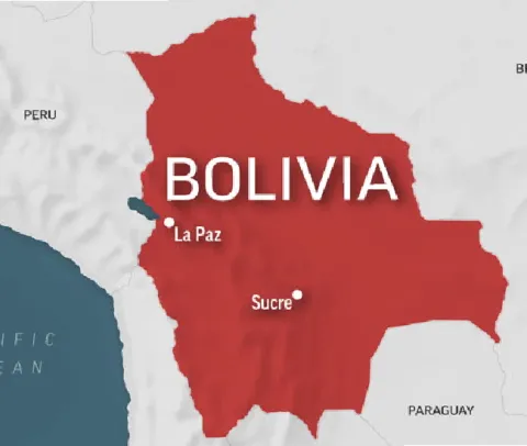 Map of Bolivia showing La Paz and Sucre cities | Conde Travel Adventures